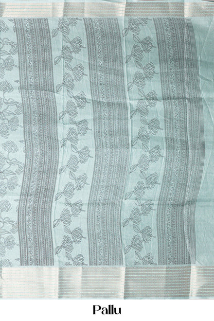 Floral design blue dupion saree