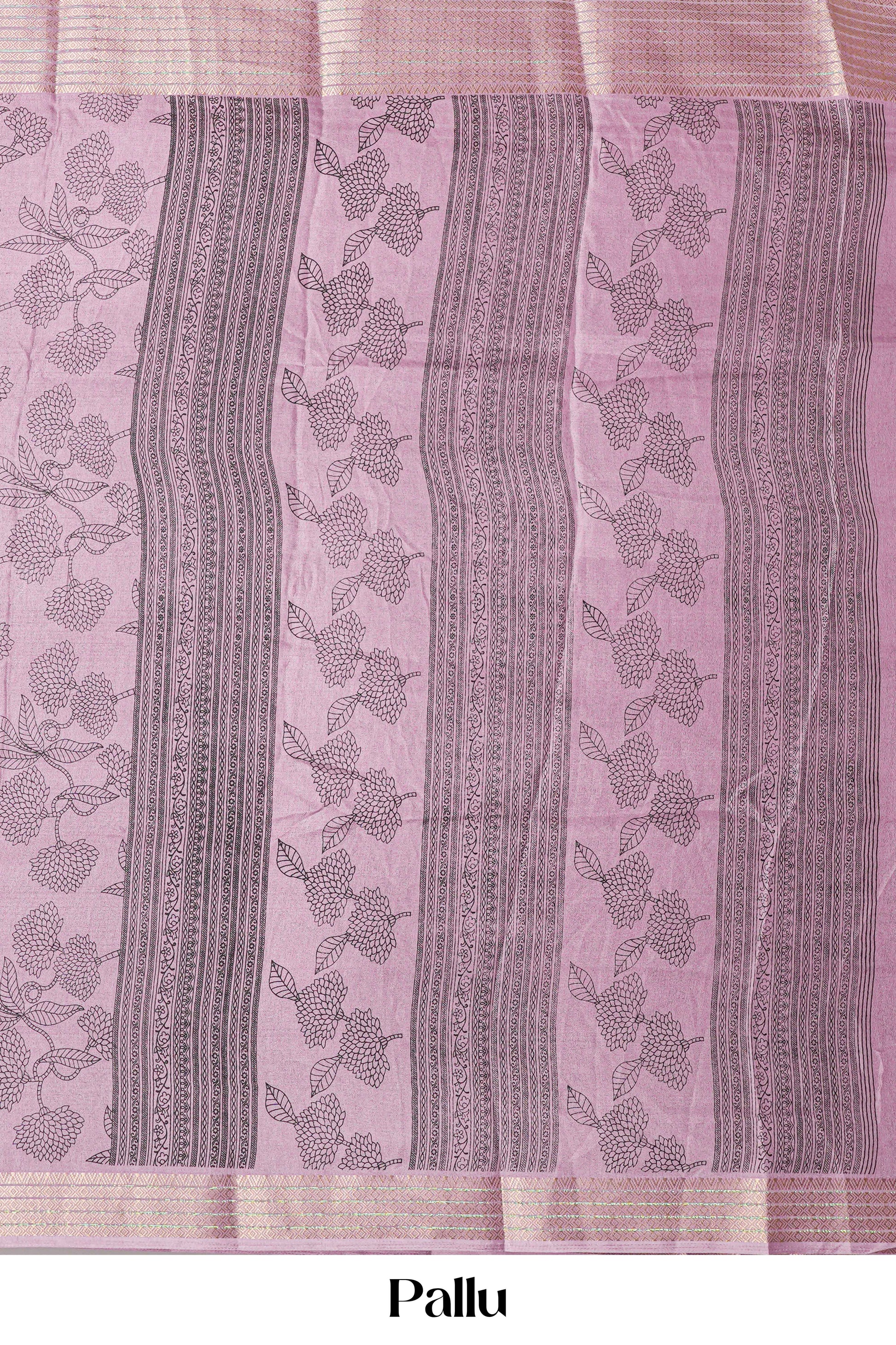 Floral design lavender dupion saree