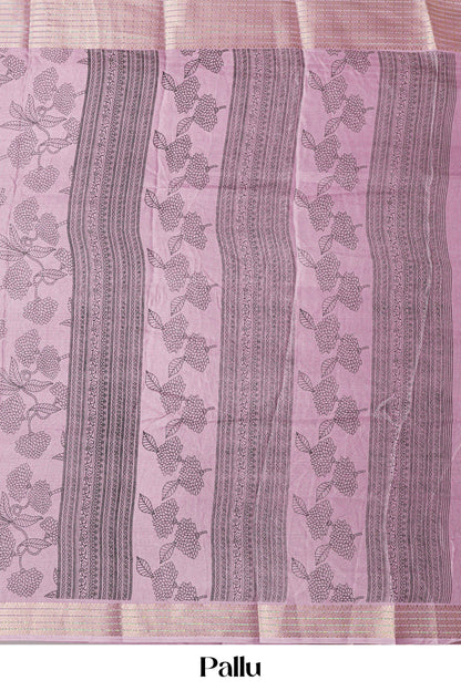 Floral design lavender dupion saree