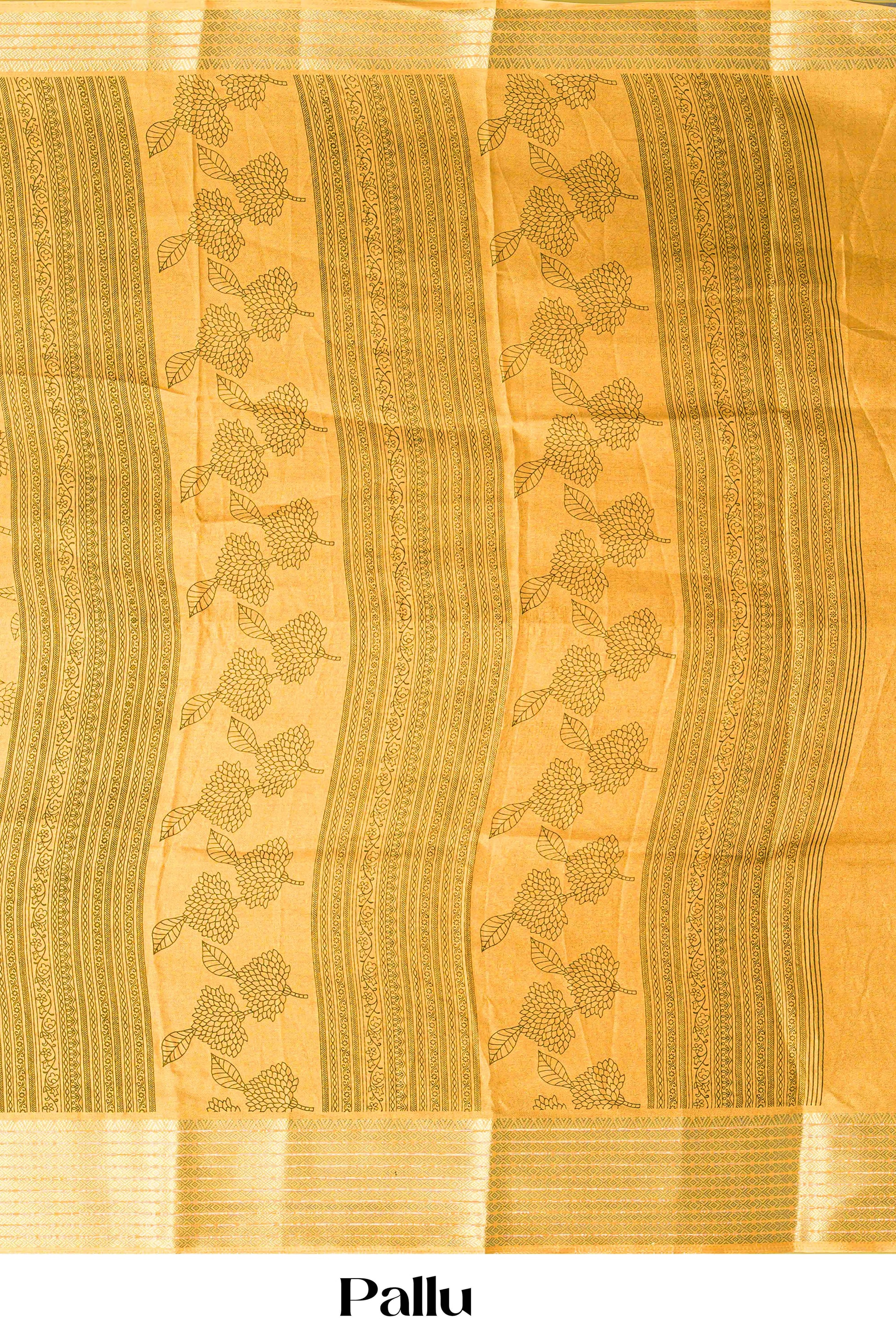 Floral design yellow dupion saree
