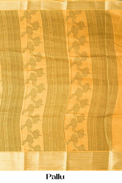 Floral design yellow dupion saree
