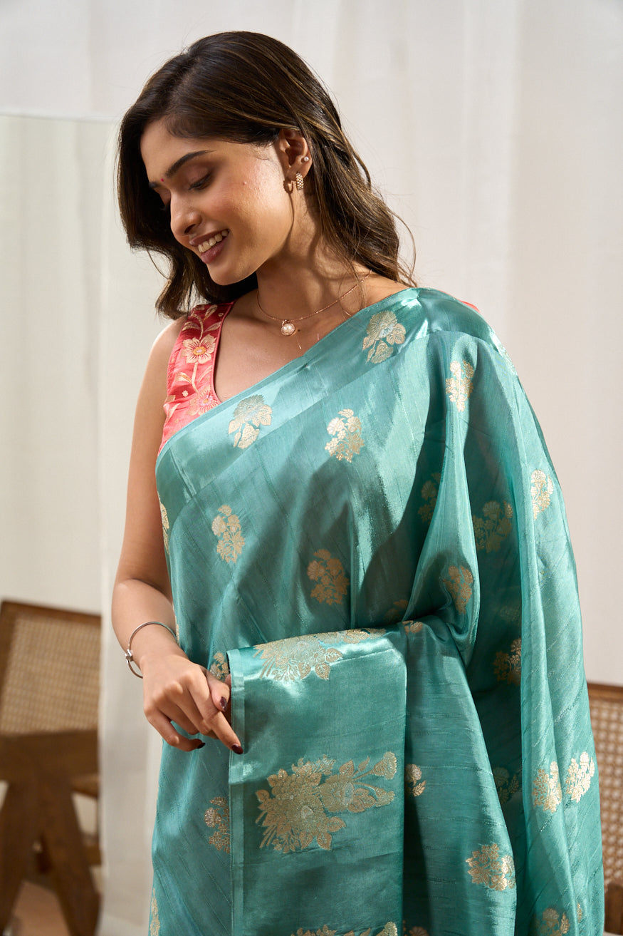 Floral gold zari motifs