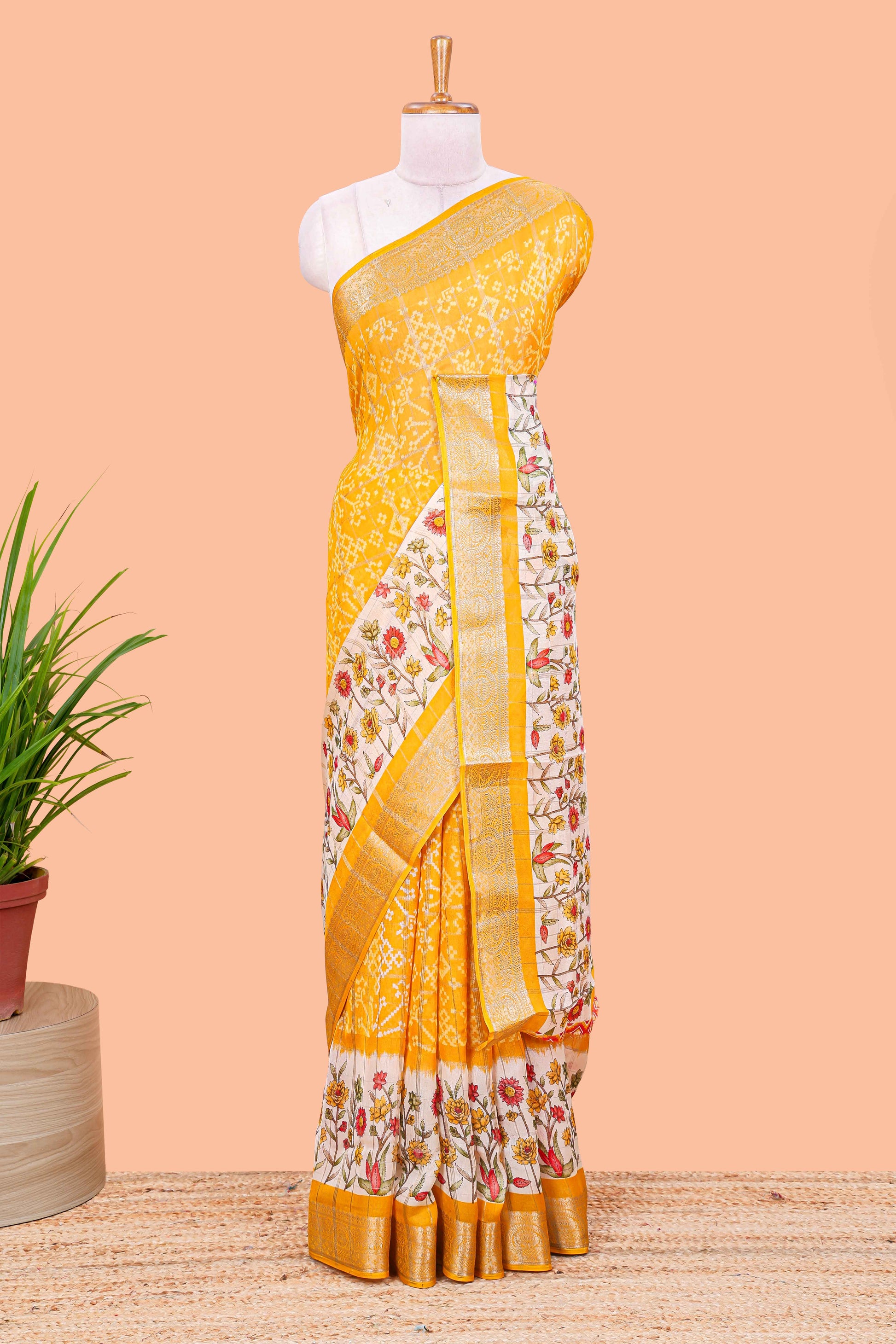 Floral ikkat motif design