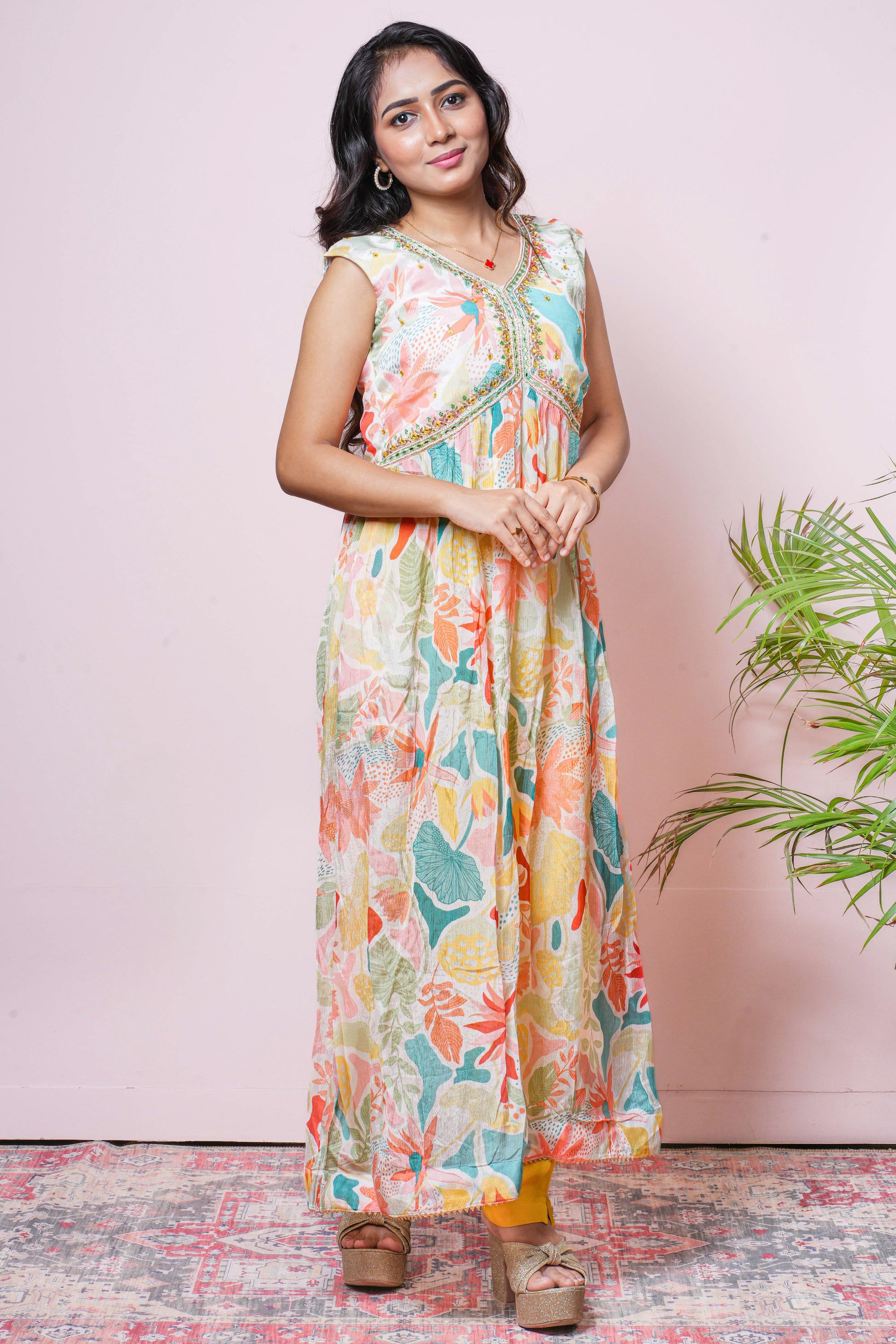 Floral motif festive salwar suit