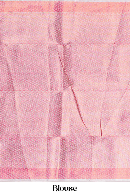 Floral print pink linen tissue saree