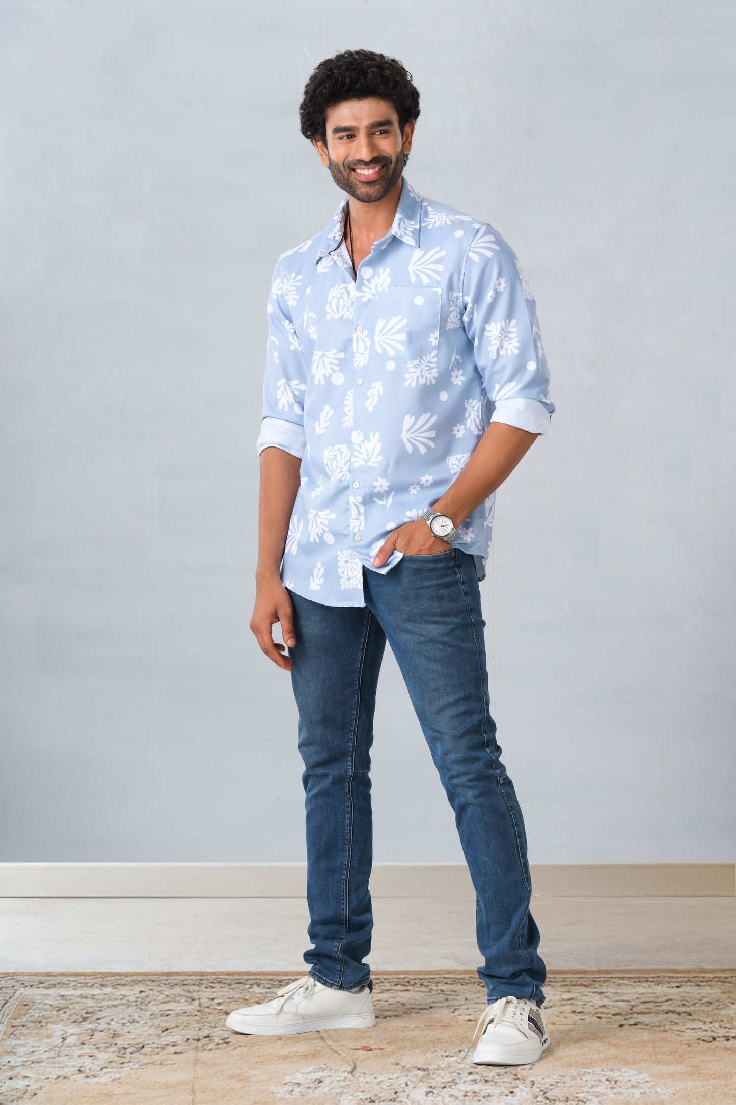 Floral printed mens shirt