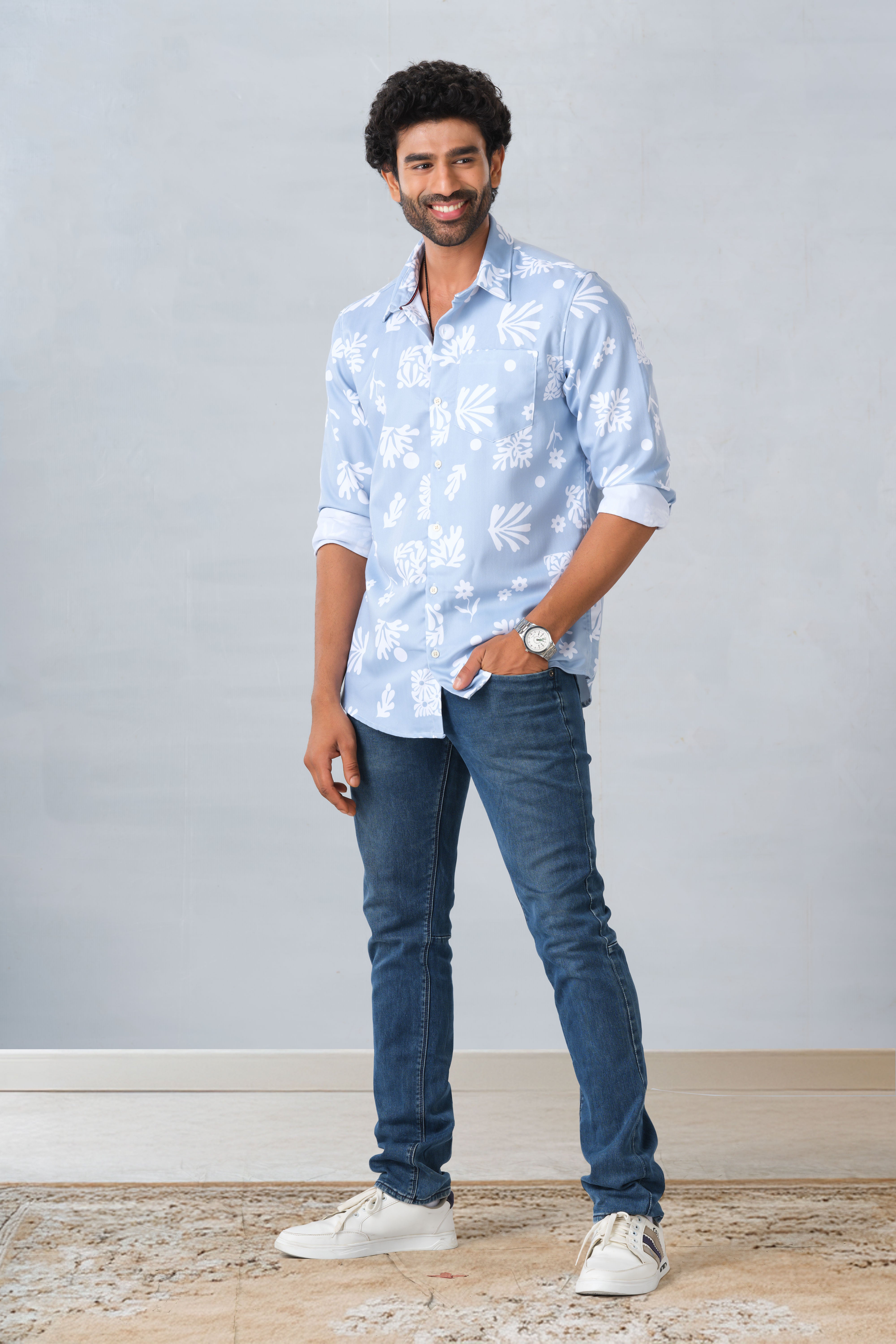 Floral printed mens shirt