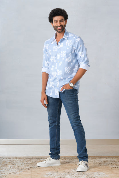 Floral printed mens shirt