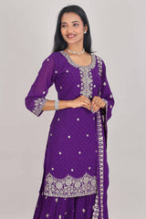 Floral violet ethnic wear