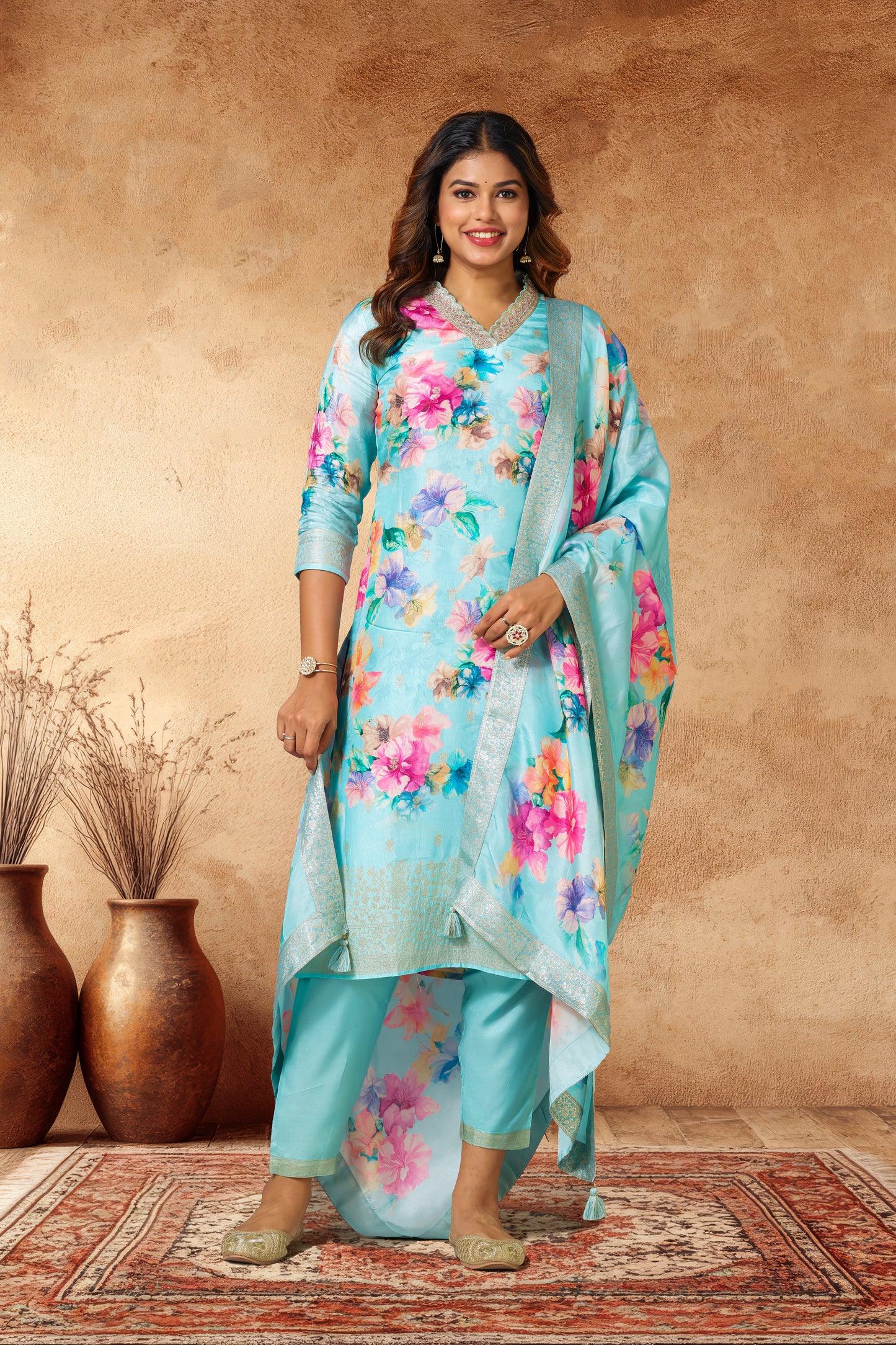 Floral woven festive outfit