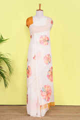  Flower motif linen saree 