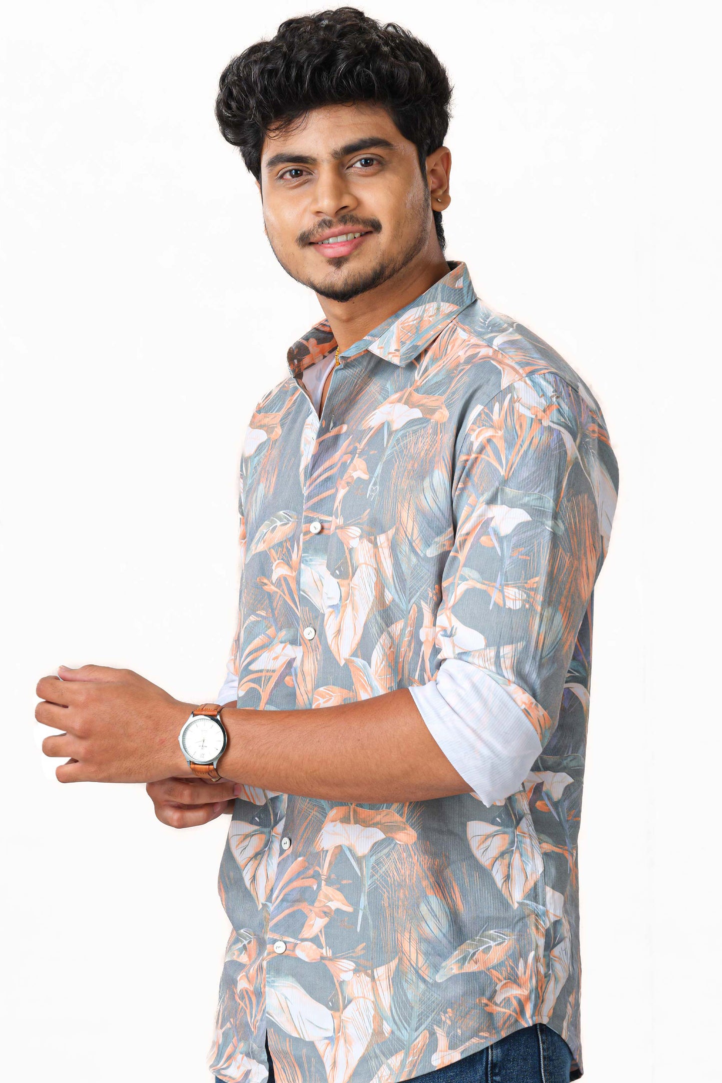 Flower print mens shirt