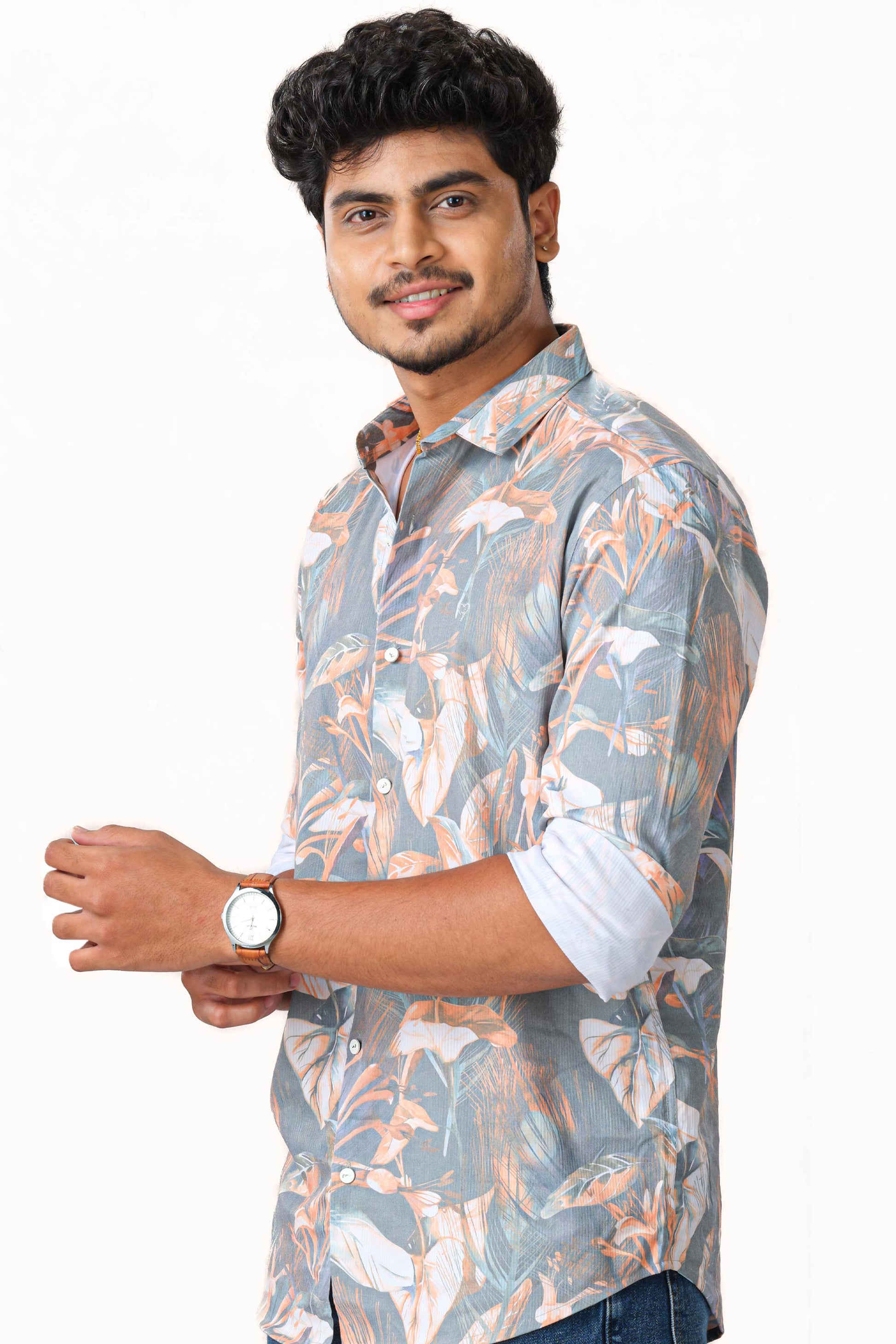 Flower print mens shirt
