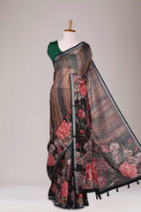 Full digital printed linen saree