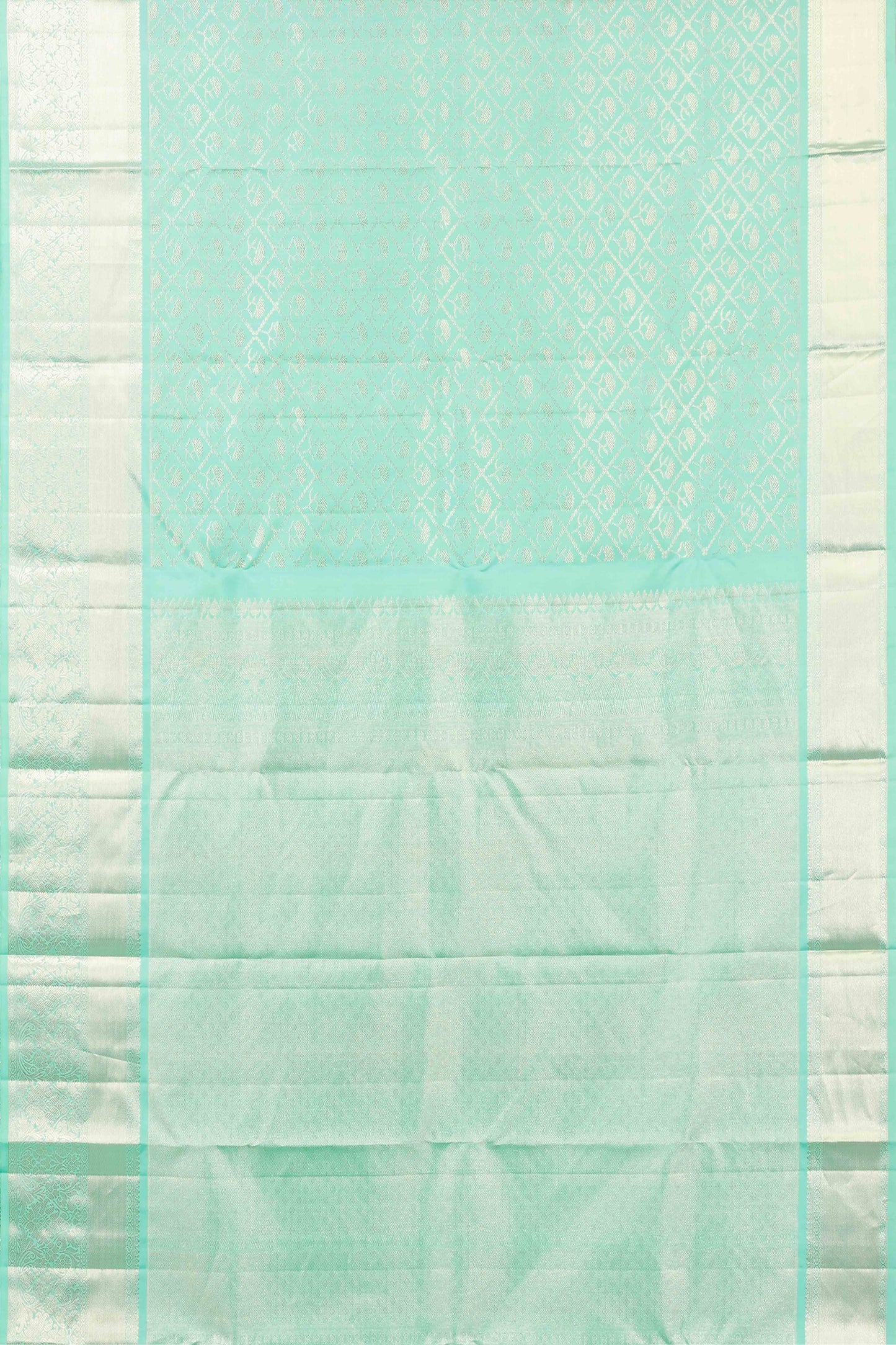 Geometric floral silk saree