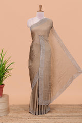 Gold chiffon georgette crush saree