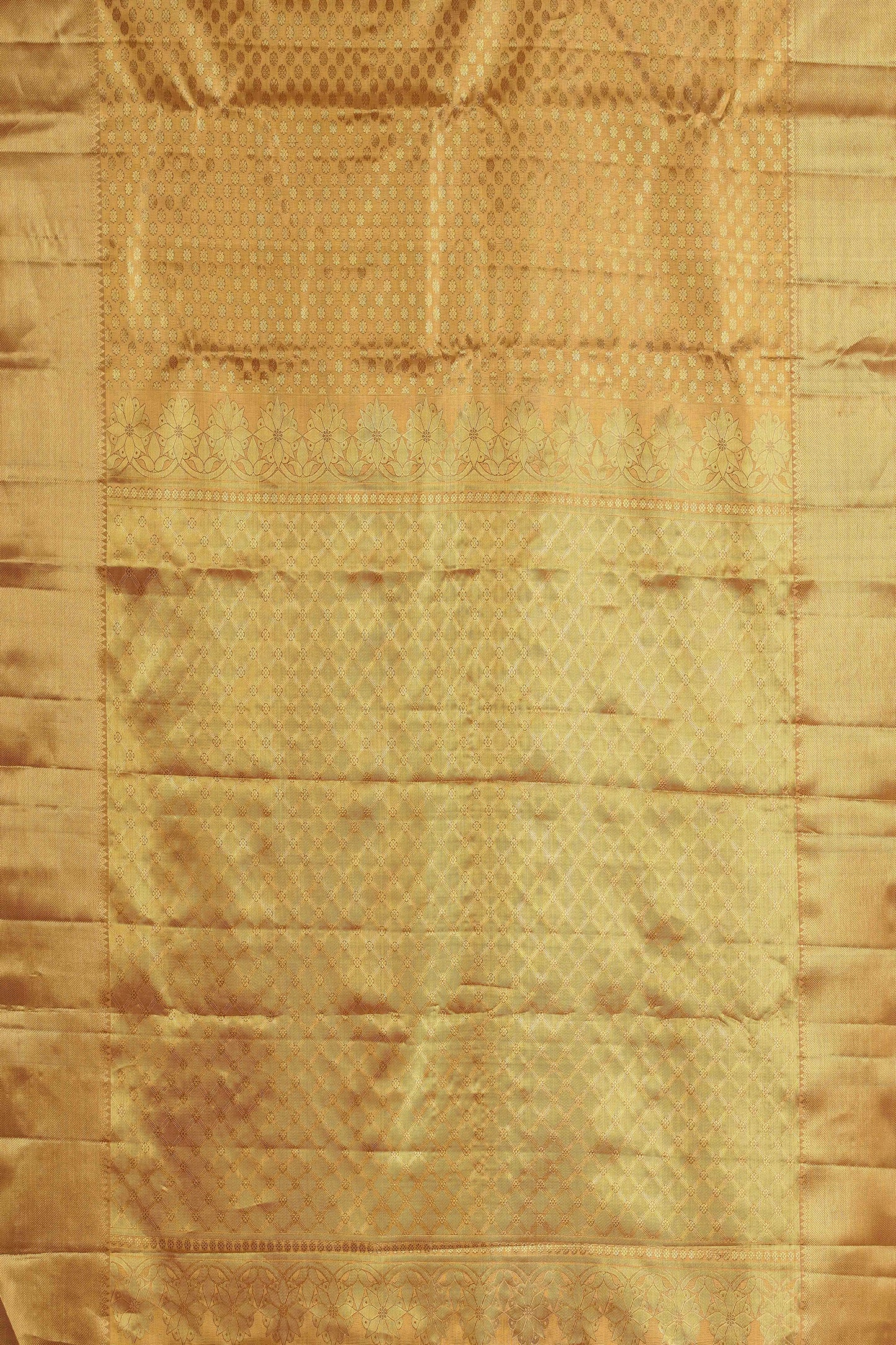 Gold jacquard woven silk saree