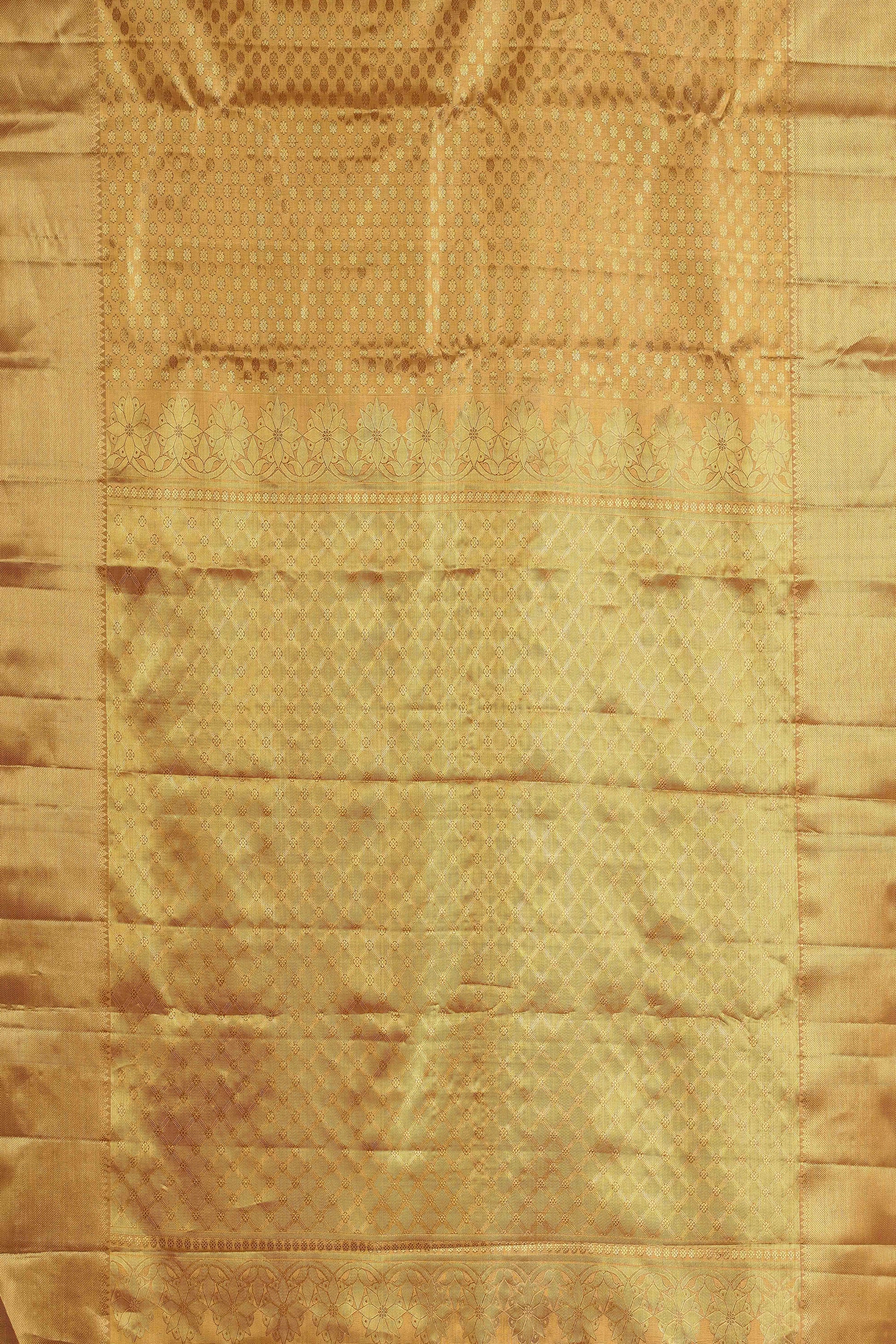 Gold jacquard woven silk saree