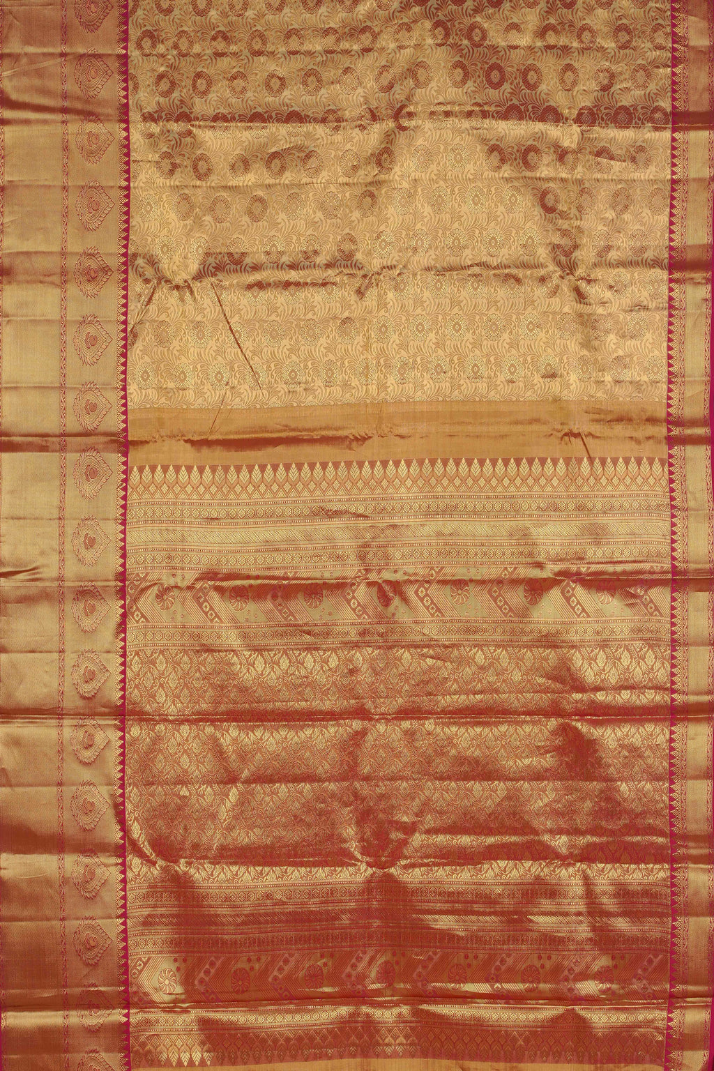 Gold jacquard woven silks sarees