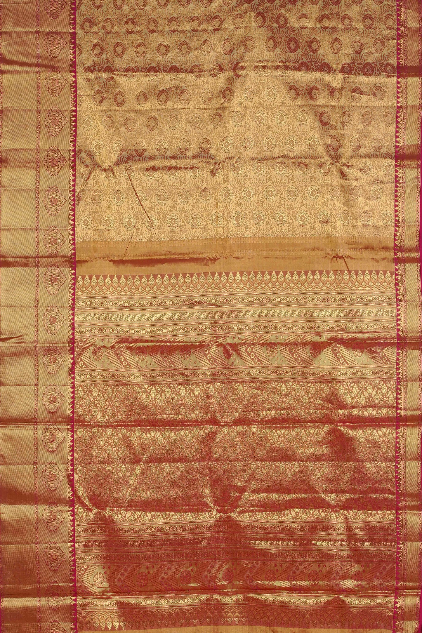 Gold jacquard woven silks sarees
