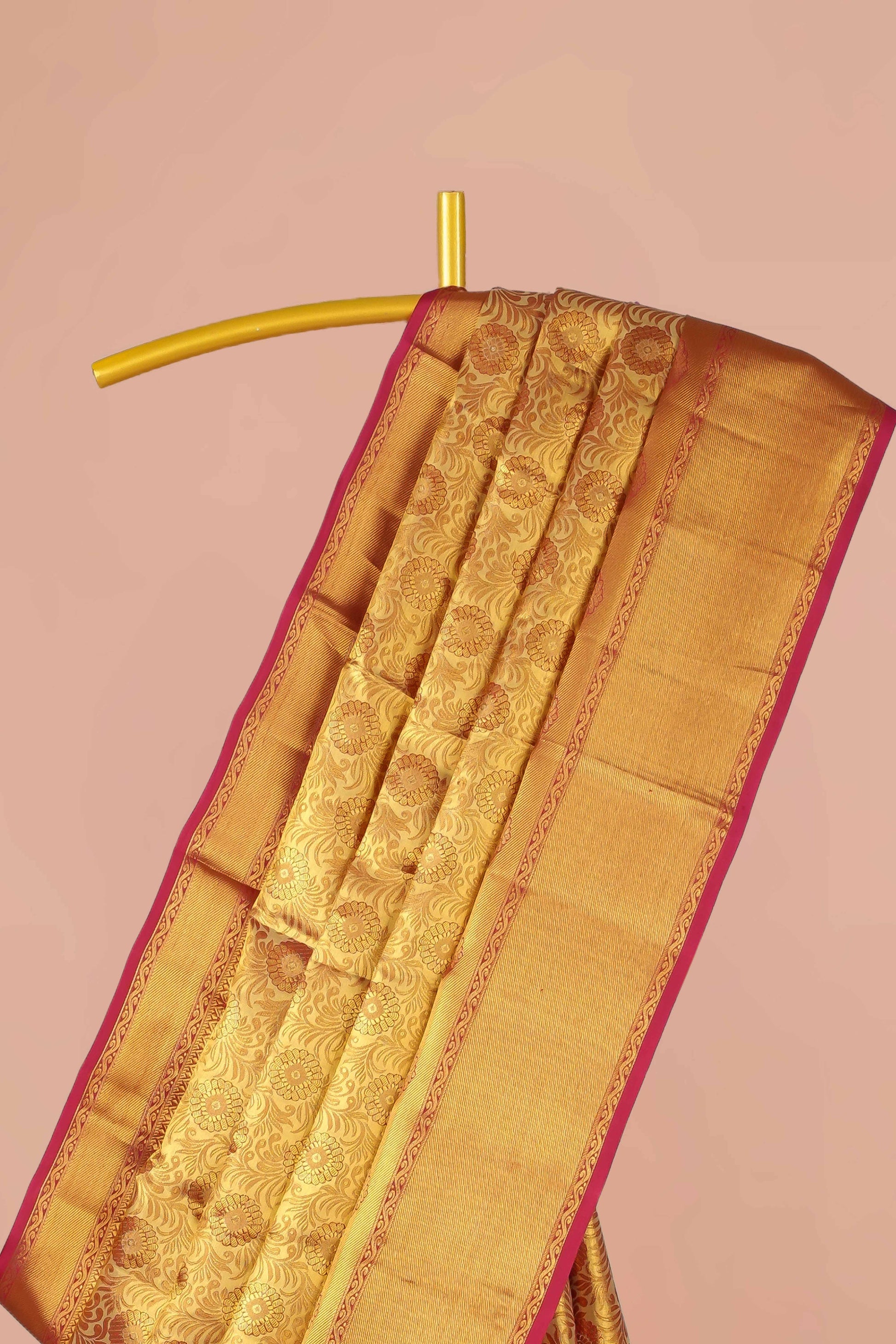Gold pink traditional silk saree
