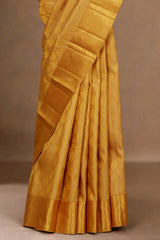 Gold silk saree with zari border