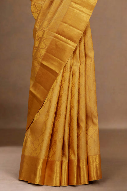 Gold silk saree with zari border