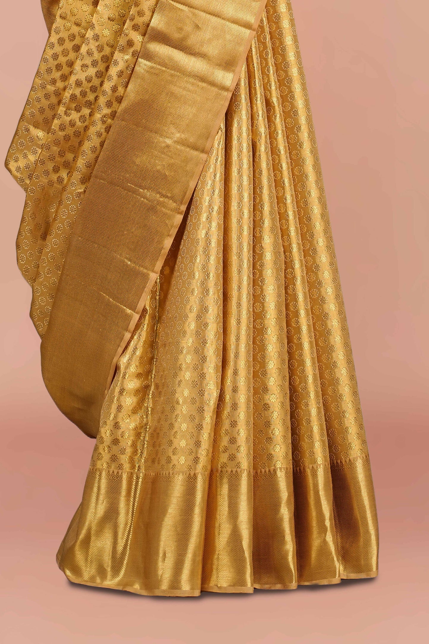 Gold silk sarees with zari border