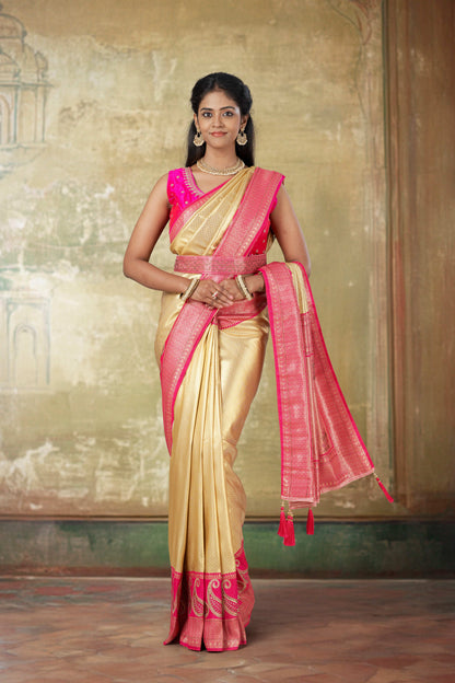 Gold zari border work