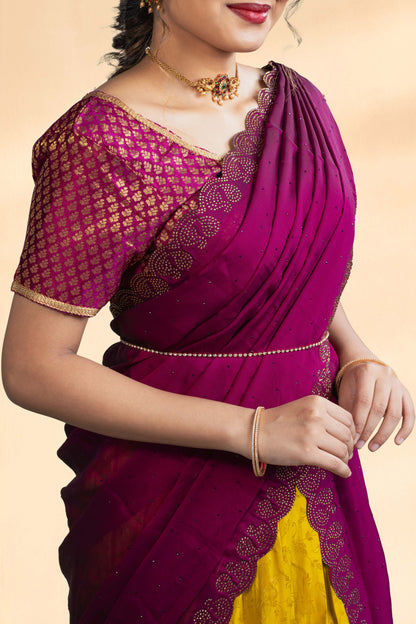 Gold zari floral designs