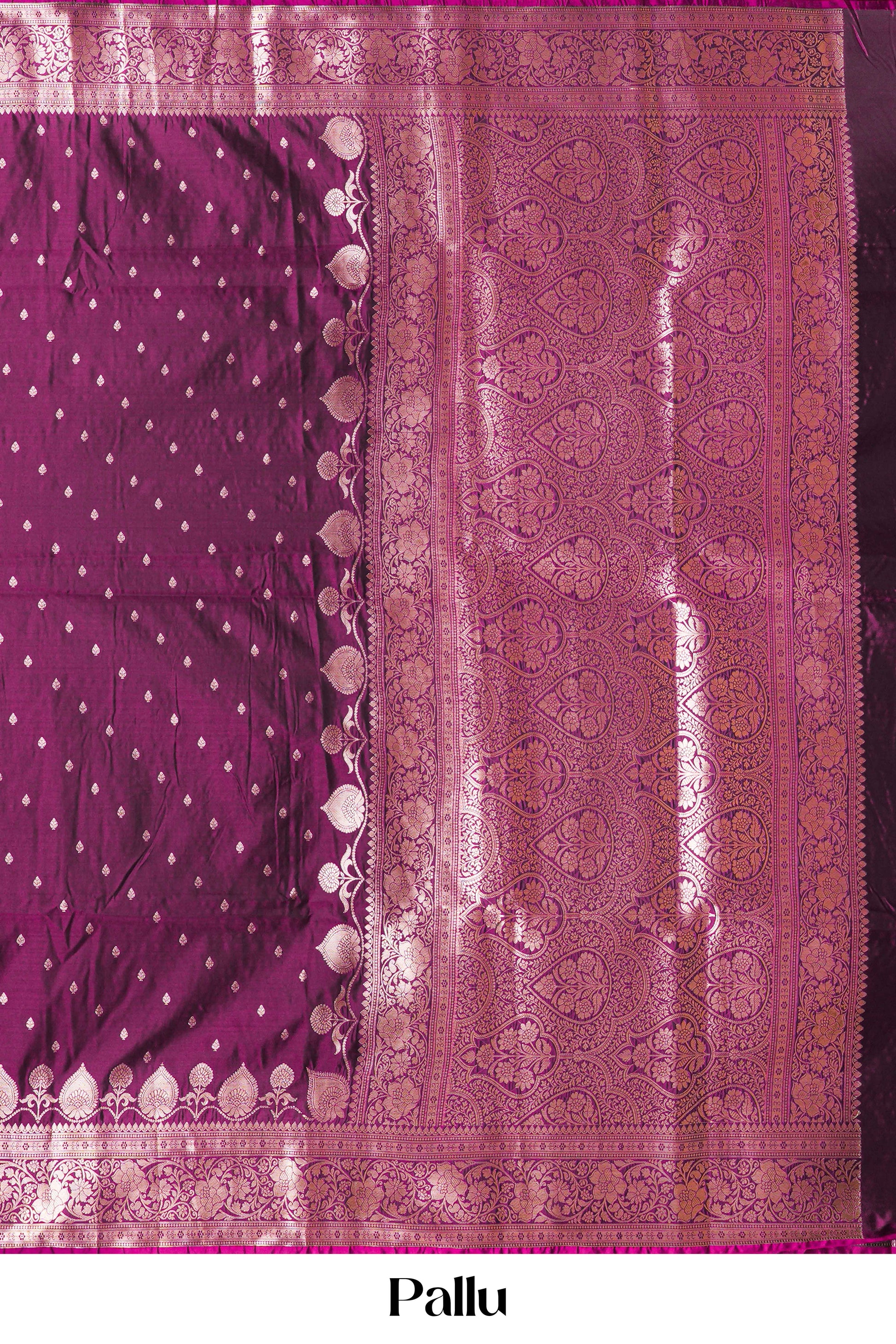 Grape purple kathan silk floral zari saree
