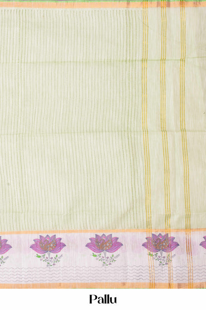 Green Border Detail Cotton Saree