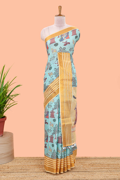 Green Chirala cotton saree pallu detail design