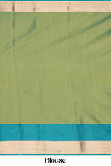 Green blouse with a blue border kathan silk saree
