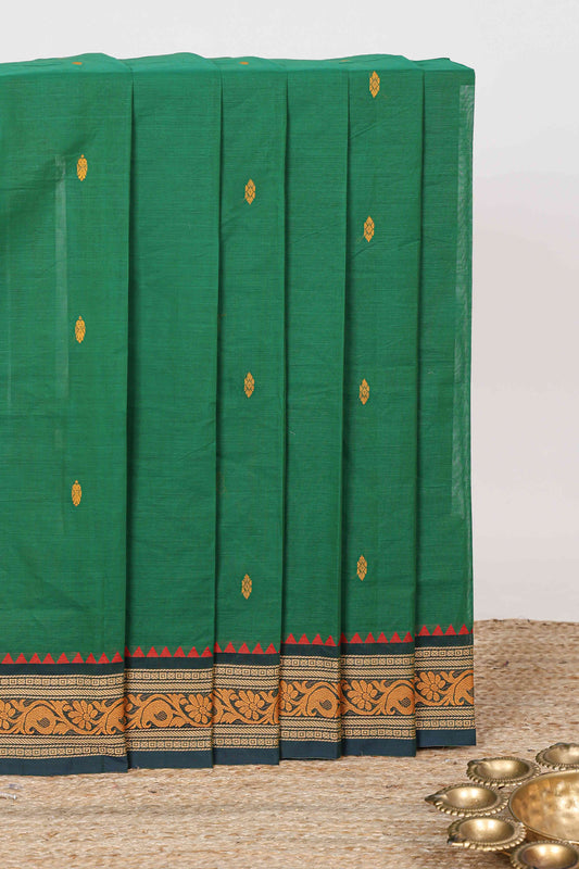 Green butta chettinad cotton saree
