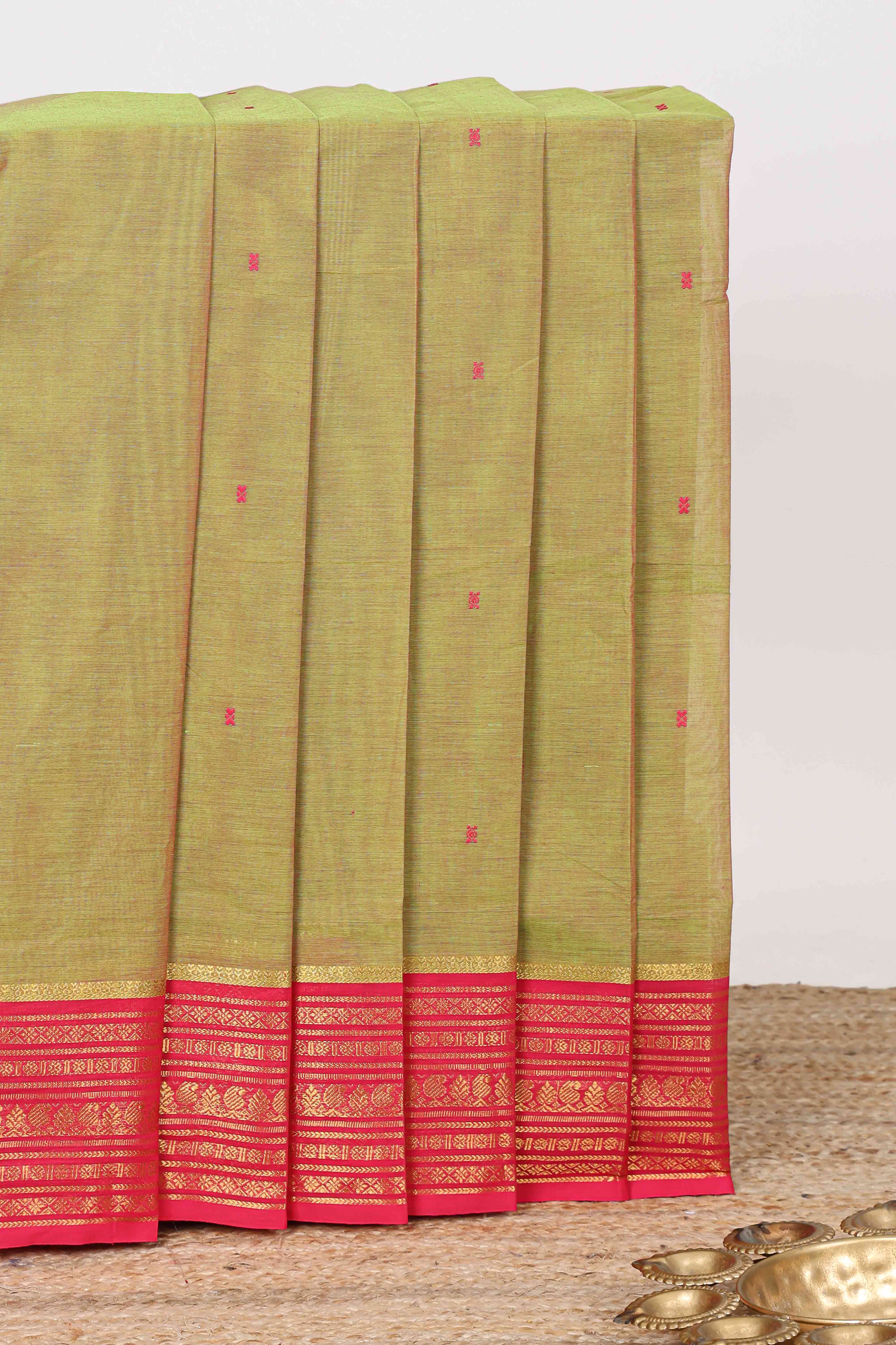 Green butta chettinad cotton sarees