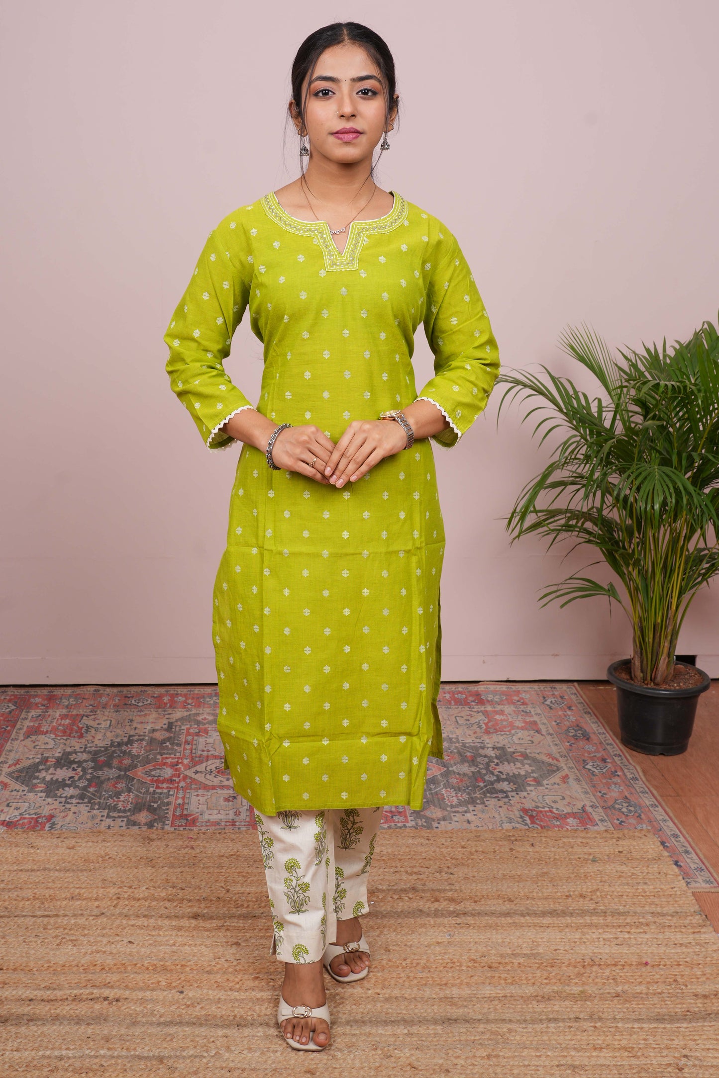 Green butta embroidered salwar suit set