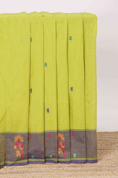 Green butta kanchi cotton saree