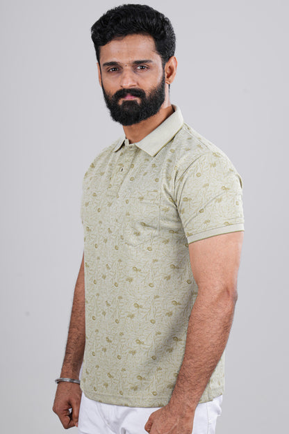 Green casual polo tee