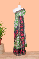 Green chanderi cotton saree