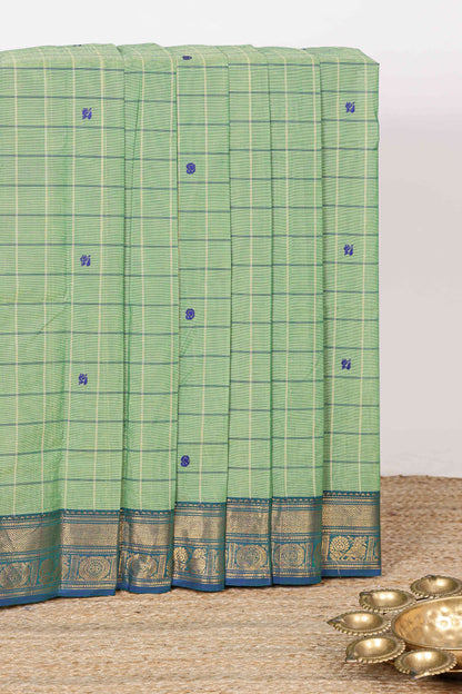 Green checked butta chettinad cotton saree