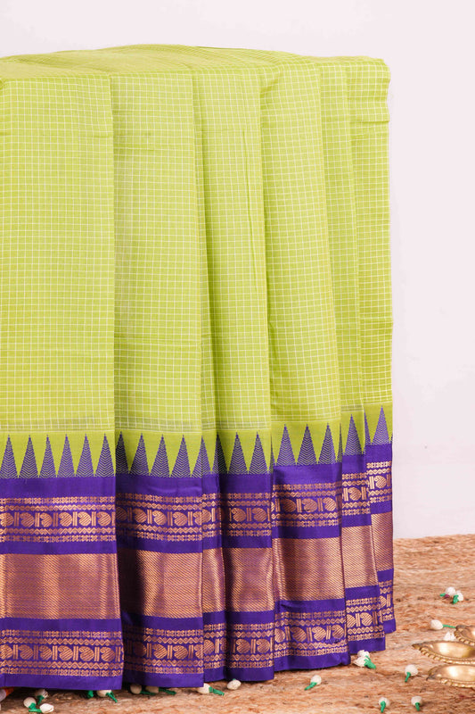 Green checked design Chirala cotton saree