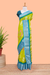 Green chiffon georgette floral saree