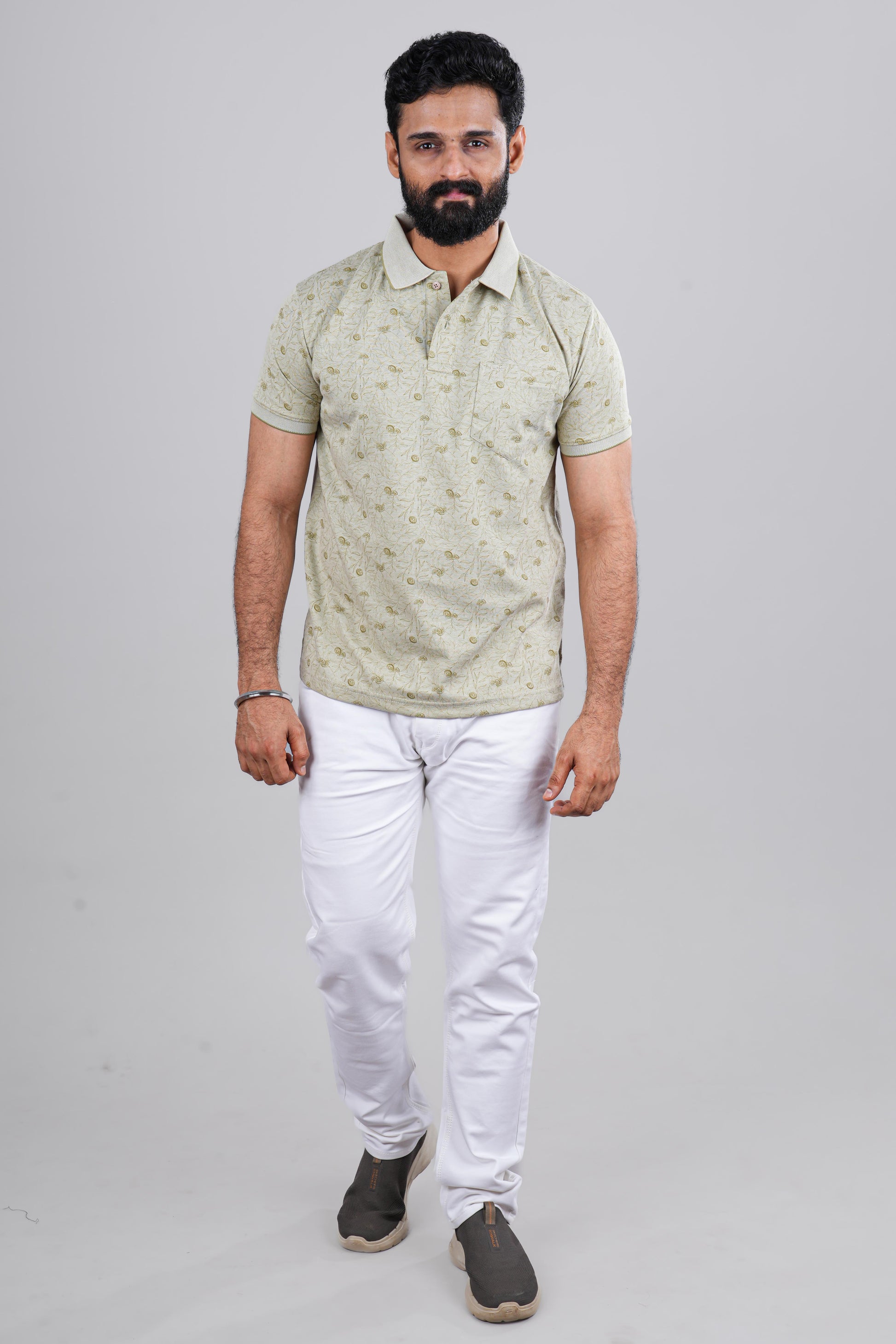 Green collared tshirt