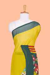 Green contrast border chanderi sarees