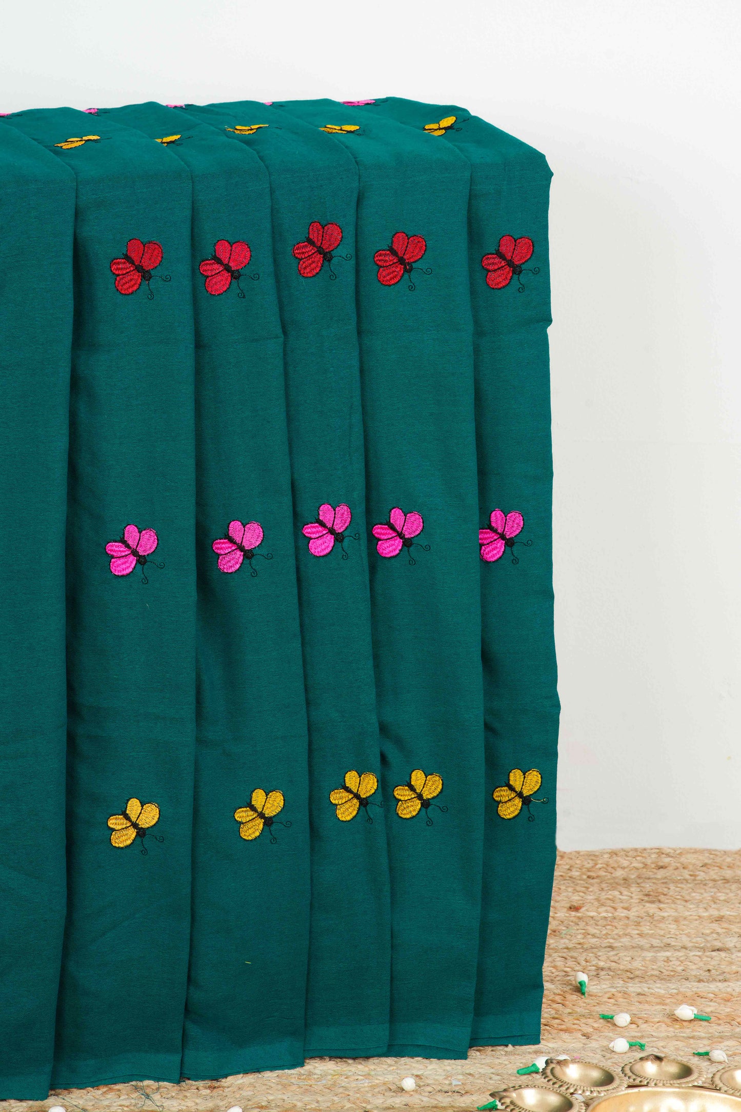 Green cotton handloom fabric