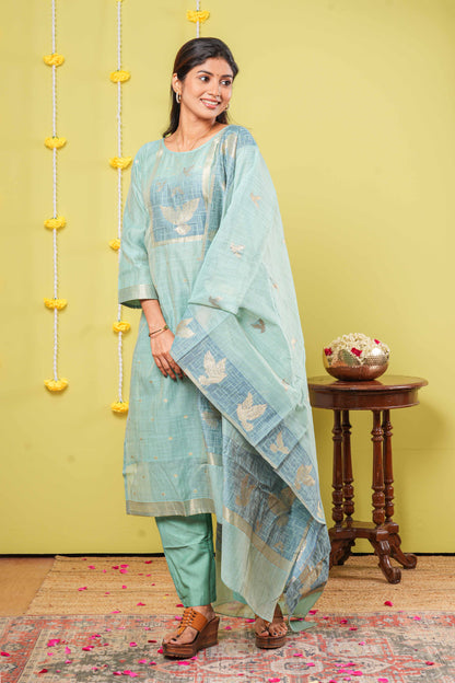 Green cotton salwar suit set