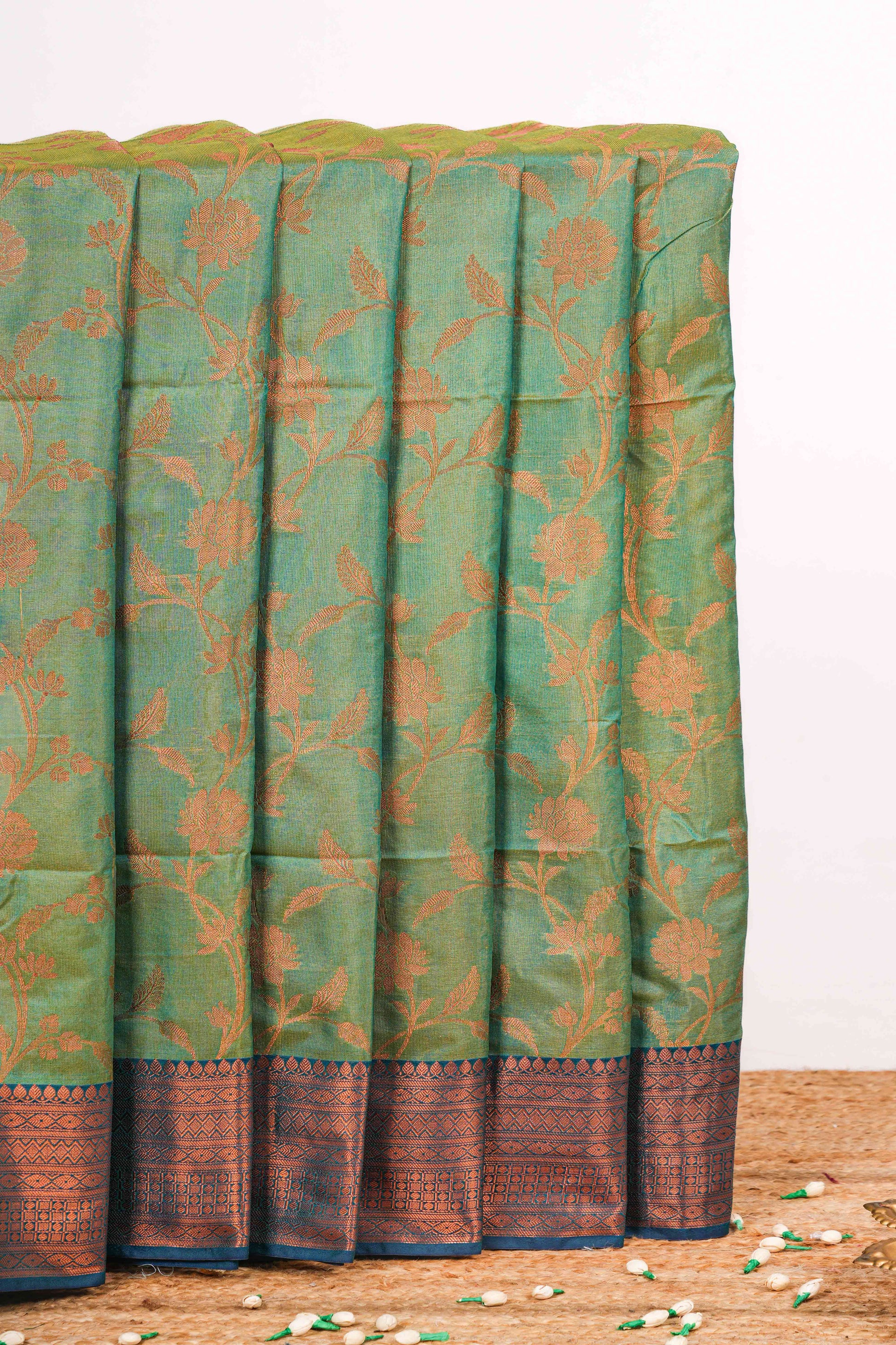Green cotton saree 