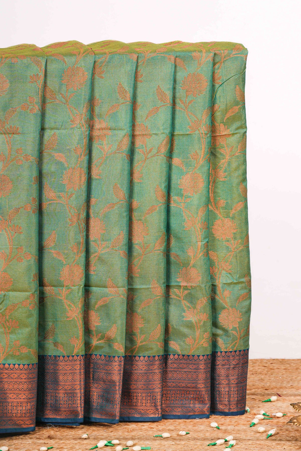Green cotton saree 