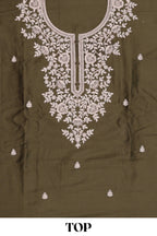 Green cotton silk sequin dress material
